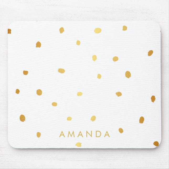 Faux GOLD SPOT DOTS  PERSONALIZE ADD YOUR NAME Mouse Mat (Front)