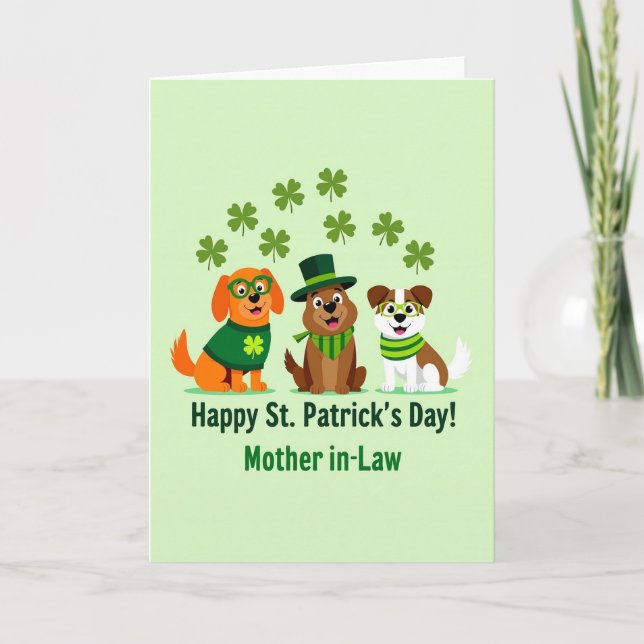Faux Gold St Patricks Day Dog Card (Front)