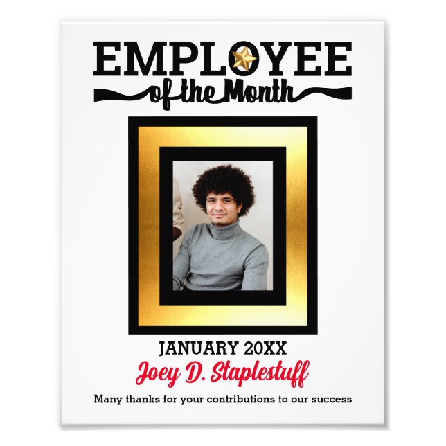 Faux gold star employee of the month photo display (Front)