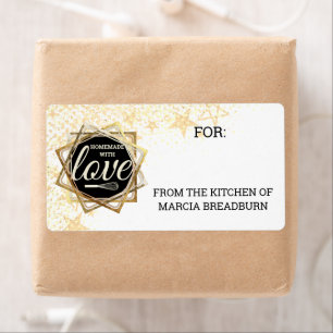 Faux gold star from the kitchen of food gift label