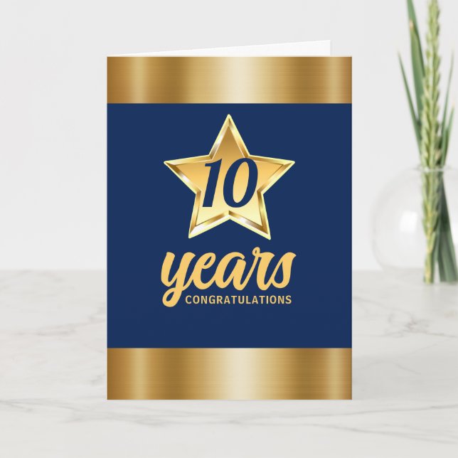 Faux gold star universal employee anniversary card (Front)