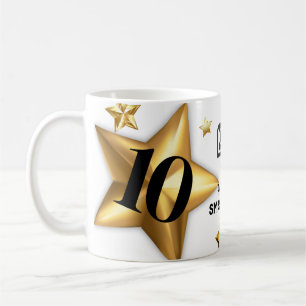 Faux gold stars employee anniversary milestone coffee mug