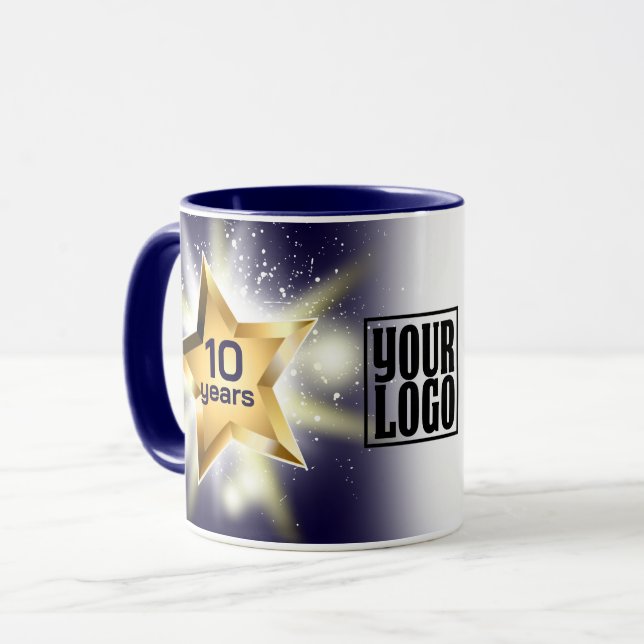 Faux gold stars employee anniversary recognition mug (Front Left)
