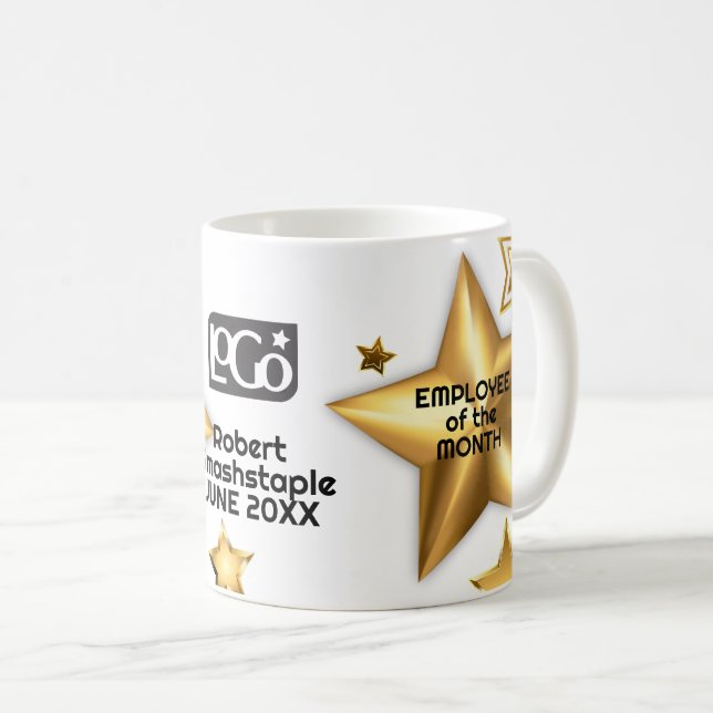 Faux gold stars employee of the month coffee mug (Front Right)