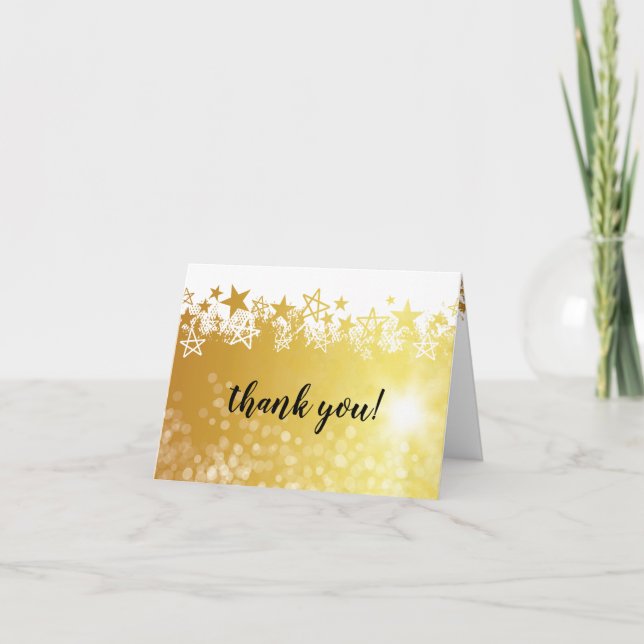 Faux gold stars employee thank you card (Front)
