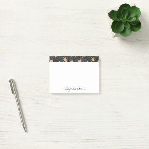 Faux Gold Stars on Black Pattern Design Post-it Notes