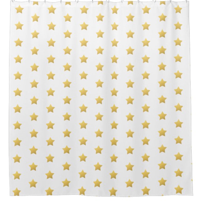 Faux gold stars shower curtain (Front)
