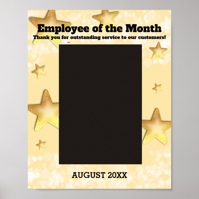 Faux gold stars sparkle employee of the month 8x10 poster (Front)