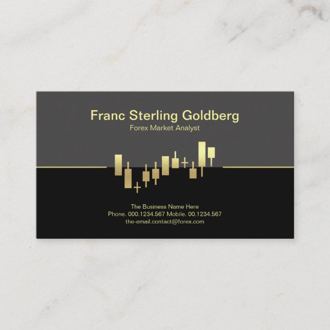 Faux Gold Stock Exchange Graph Gold Trading Business Card (Front)