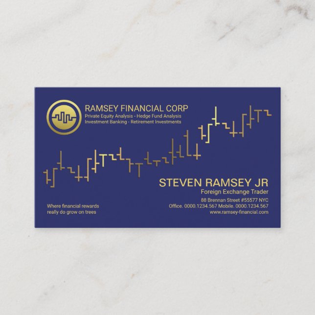 Faux Gold Stock Exchange Graph Index Forex Dealer Business Card (Front)