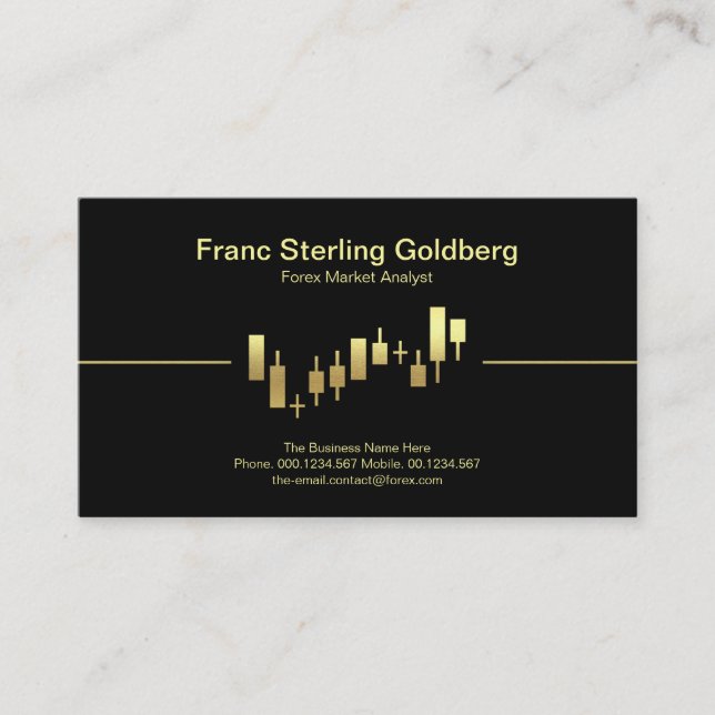 Faux Gold Stock Exchange Graph Stock Broker Business Card (Front)