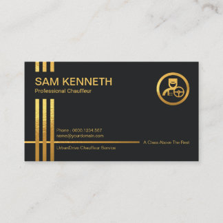 Faux Gold Stripes Dark Blue Professional Chauffeur Business Card
