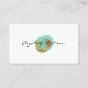Faux Gold Teal Brush Painted Circle Designer Logo Business Card