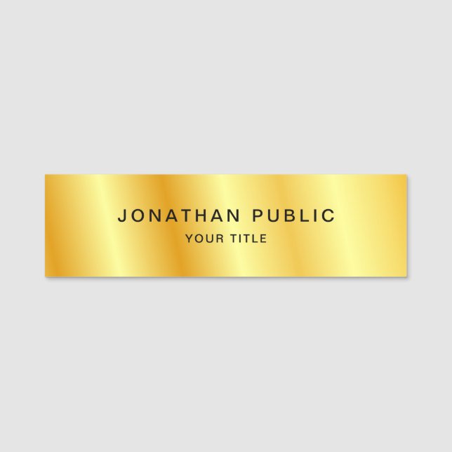 Faux Gold Template Elegant Professional Modern Name Tag (Front)
