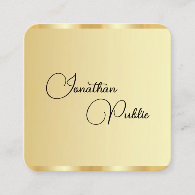 Faux Gold Template Modern Professional Elegant Square Business Card (Front)
