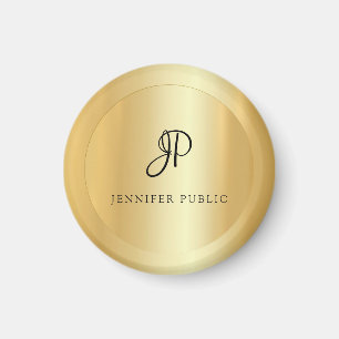 Faux Gold Template Monogram Modern Elegant Magnet