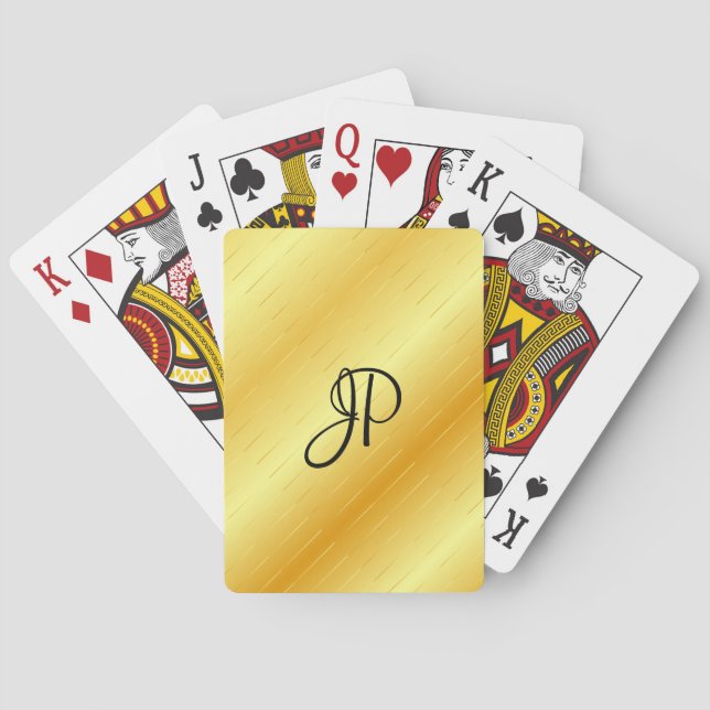 Faux Gold Template Monogrammed Elegant Trendy Playing Cards (Back)