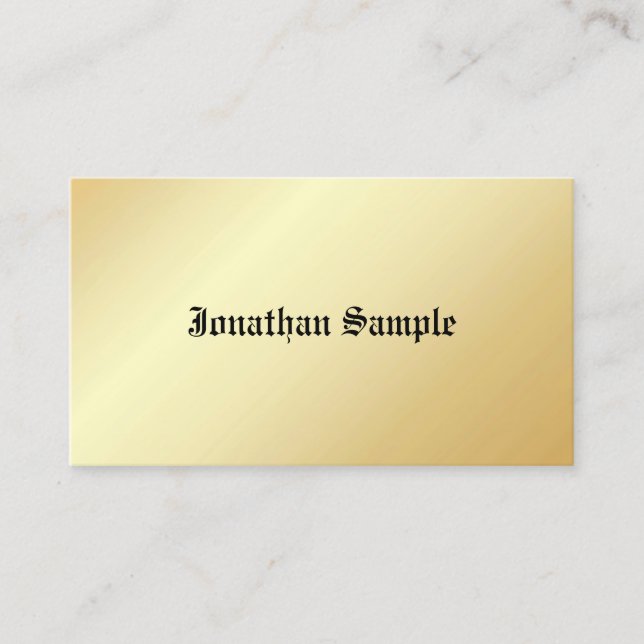 Faux Gold Template Old Text Personalised Glamourou Business Card (Front)