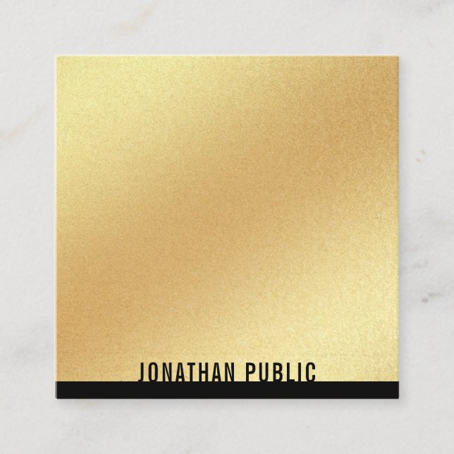 Faux Gold Template Professional Elegant Trendy Square Business Card (Front)