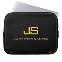 Faux Gold Text Beautiful Monogram Black Template