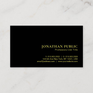 Faux Gold Text Elegant Luxury Premium Black Business Card
