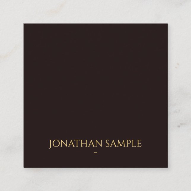 Faux Gold Text Font Elegant Black Velvet Modern Square Business Card (Front)