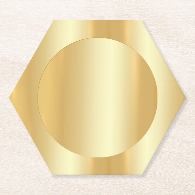 Faux Gold Trendy Elegant Blank Glamourous Template Paper Coaster (Front)
