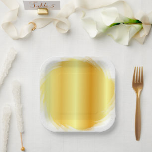 Faux Gold Trendy Elegant Glamour Template Paper Plate
