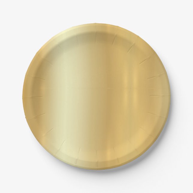 Faux Gold Trendy Elegant Simple Design Template Paper Plate (Front)