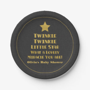 Faux Gold Twinkle Little Star Baby Shower Supplies Paper Plate