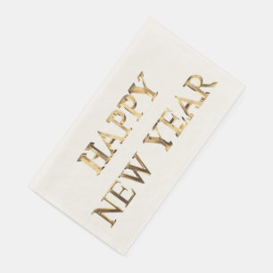 Faux Gold Typography Happy New Year Napkins