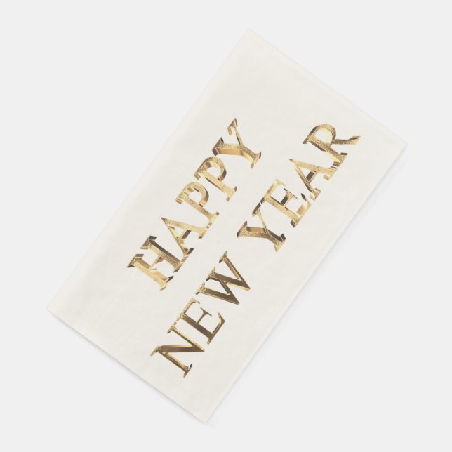 Faux Gold Typography Happy New Year Napkins (Corner)