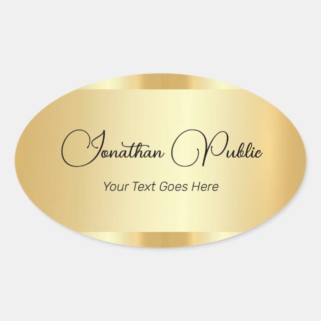 Faux Gold Typography Script Template Trendy Oval Sticker (Front)