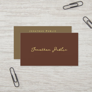 Faux Gold Typography Script Text Elegant Colours Business Card