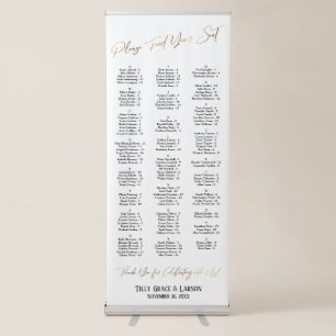 Faux Gold Typography Seating Chart 128 Names Retractable Banner