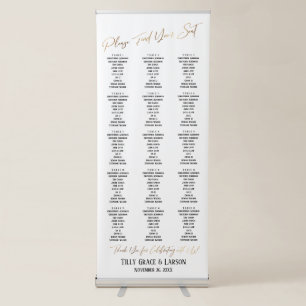 Faux Gold Typography Seating Chart 15 Tables Retractable Banner