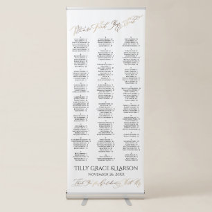 Faux Gold Typography Seating Chart 170 Names Retractable Banner