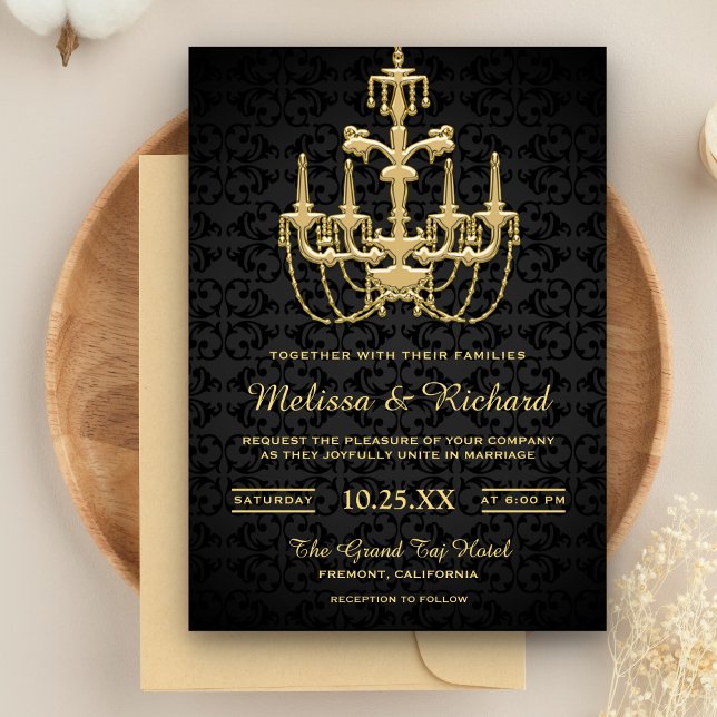Faux Gold Vintage Chandelier Wedding Invitation (Creator Uploaded)