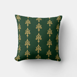 Faux Gold Vintage Forest Green Reversible Cushion