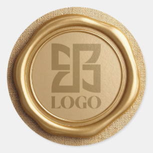 Faux Gold Wax Elegant Business Logo Brand Classic Round Sticker