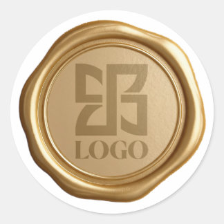 Faux Gold Wax Elegant Business Logo Brand Classic Round Sticker