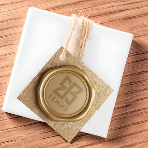 Faux Gold Wax Seal Custom Logo Square Favour Tags