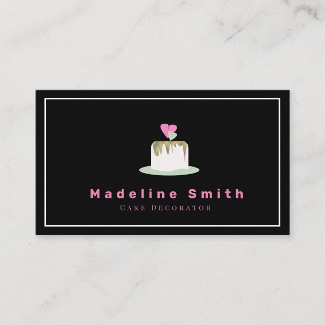 Faux Gold Wedding Cake Bakery Logo Baker Business Card (Front)
