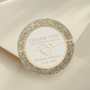 Faux Gold Wedding Thank You Classic Round Sticker