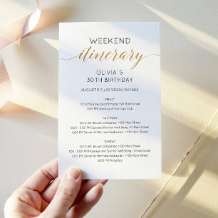 Faux Gold Weekend Birthday Itinerary Invitation