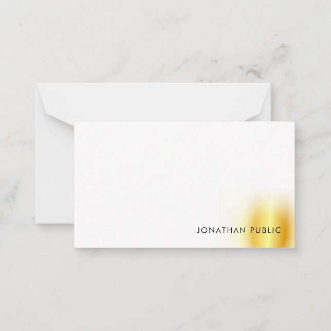 Faux Gold White Handwritten Monogram Elegant Card (Front)