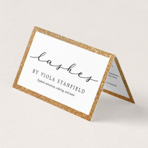 Faux Gold & White Lashes Aftercare Business Card