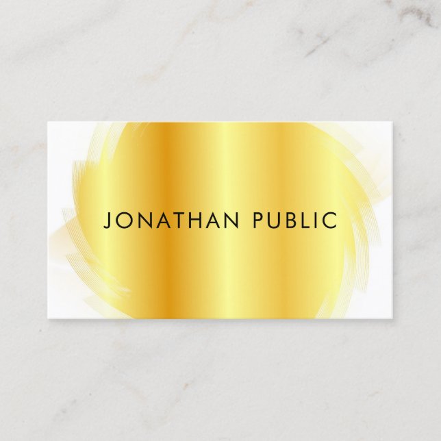 Faux Gold White Modern Elegant Minimalist Template Business Card (Front)