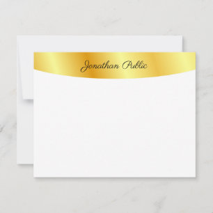 Faux Gold White Personalised Elegant Handwritten Card