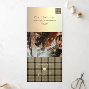 Faux Gold Winter Wedding Tri-Fold Invitation